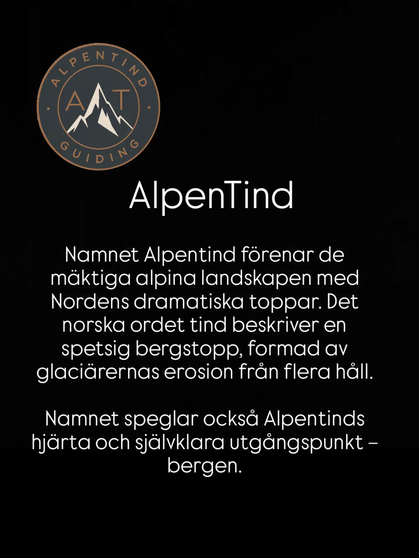 AlpenTind-loggan och namnet AlpenTind mot svart bakgrund