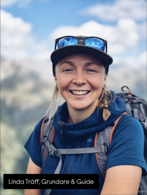 Linda Träff, grundare och guide, i fjällmiljö